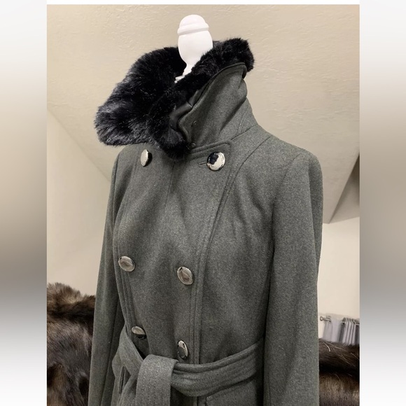 🌸NEW Calvin Klein Women’s Wool & Faux fur Collar Maxi Trench Coat Sz 6 NWT. - Picture 9 of 16